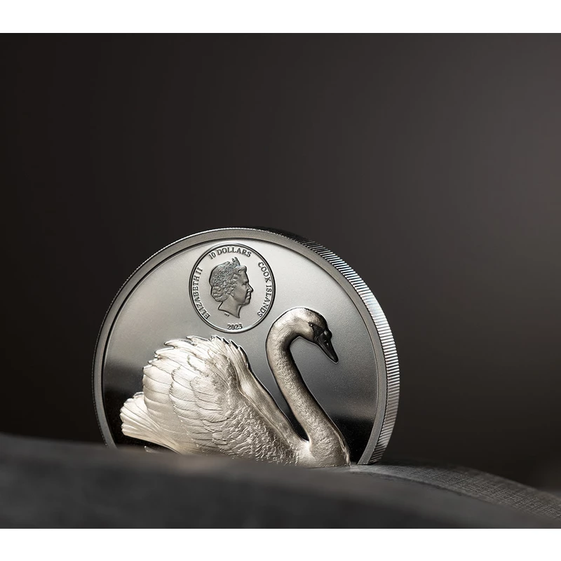 Cook Islands Black Swan Silver Coin, 2023, 62.2g, pure silver (0.999 proof) Collectible coins