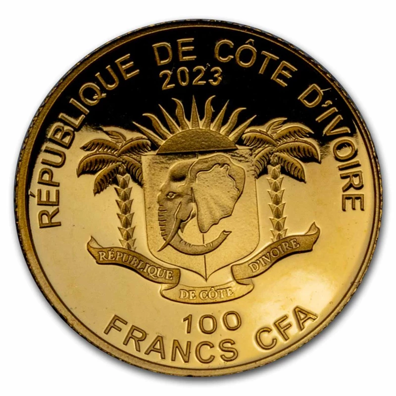 Gold coin of the Republic of Côte d'Ivoire (Ivory Coast) 