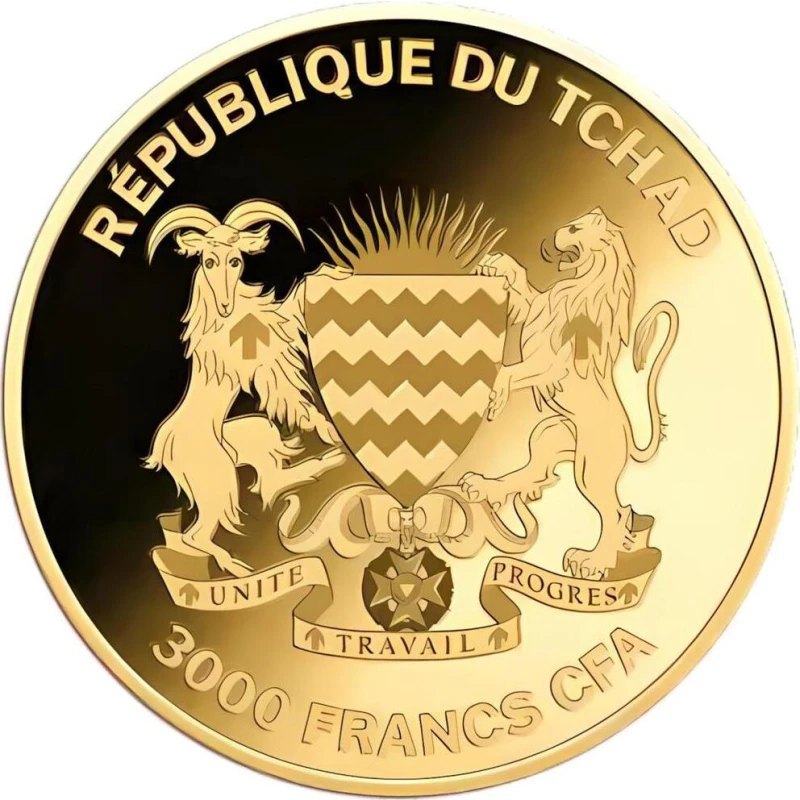 Chad African Lion Gold Coin (proof), 0.031 grams of pure gold (0.999 proof) Collectible coins