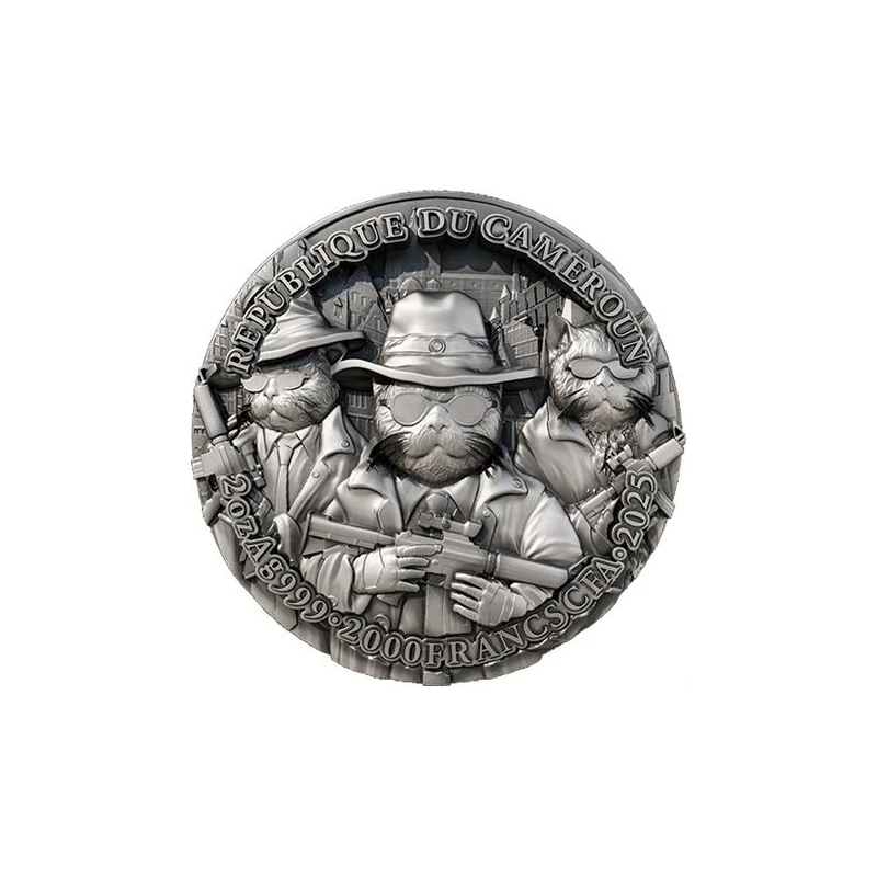 Cameroon: silver coin Meow Mafia 2025 2 oz Collectible coins