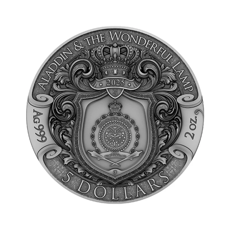 Niue: silver coin Aladdin and the Wonderful Lamp 2025 gilded colored 2 oz Collectible coins