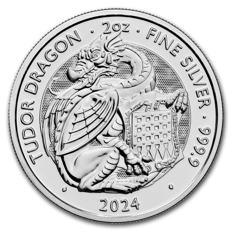 Great Britain Silver Coin Dragon 2024 2 oz Collectible coins