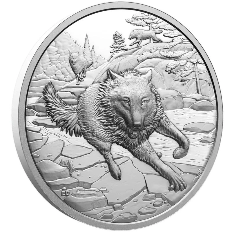 Canada: silver coin Gray Wolf 2025 Proof 1 oz Collectible coins