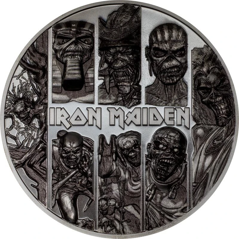 Cook Islands: silver coin IRON MAIDEN Eddie 2024 Black Proof 3 oz Collectible coins