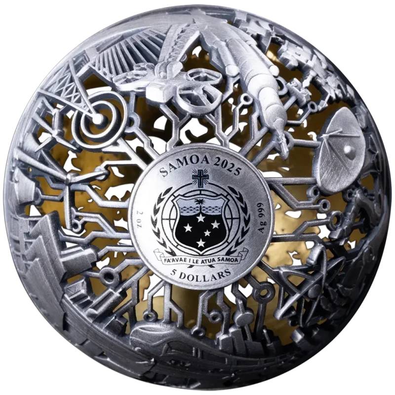 Samoa silver coin Nature and Technology 2025 gilded 2 oz Collectible coins