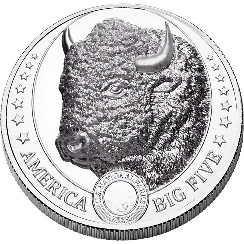 Fiji Silver Coin Big Five of America Bison 2023 1 oz Collectible coins