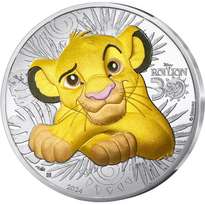 France Silver Coin 30 Years The Lion King Simba 2024 colored 4.3 g Collectible coins