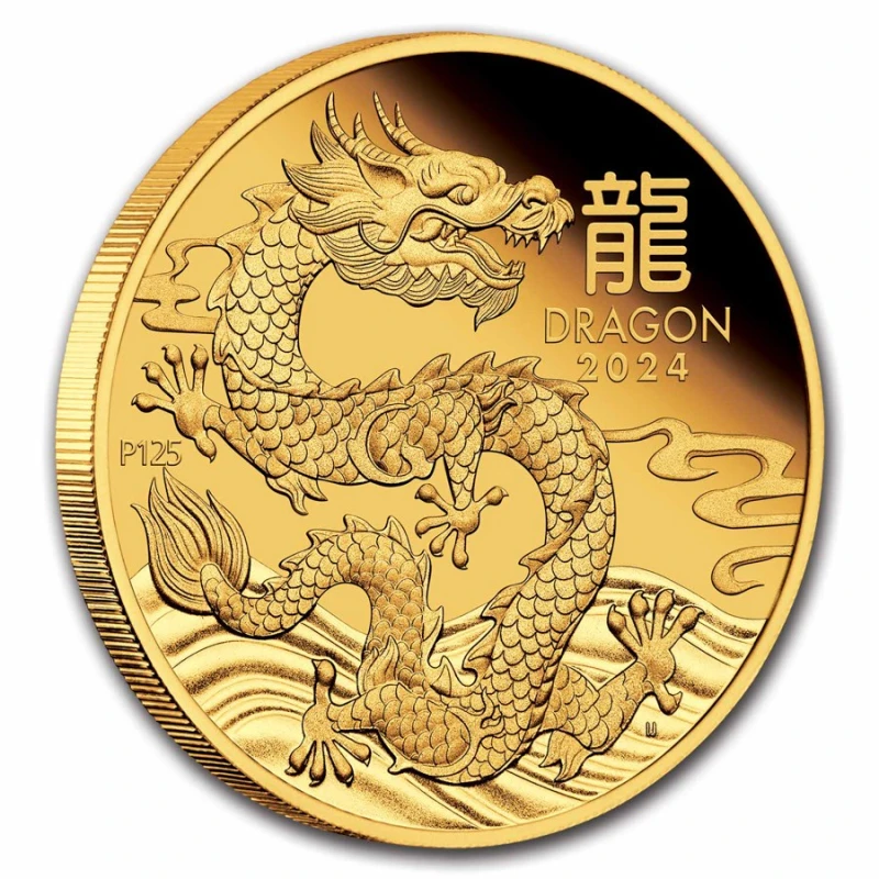 Australia Gold Coin Lunar III Year of the Dragon 2024 Proof 1 oz Collectible coins