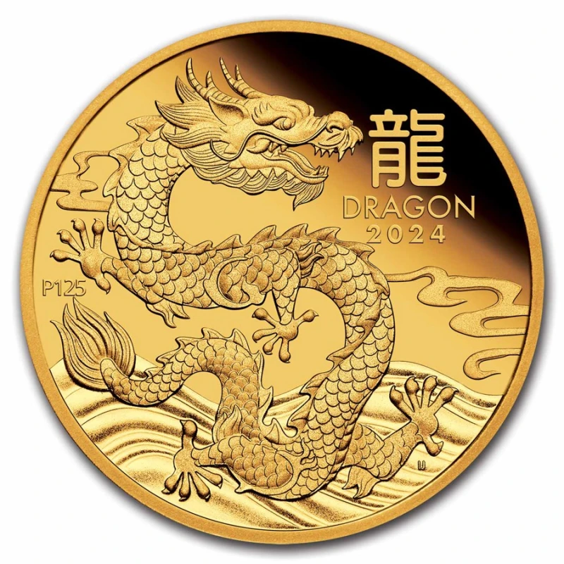 Australia Gold Coin Lunar III Year of the Dragon 2024 Proof 1 oz Collectible coins