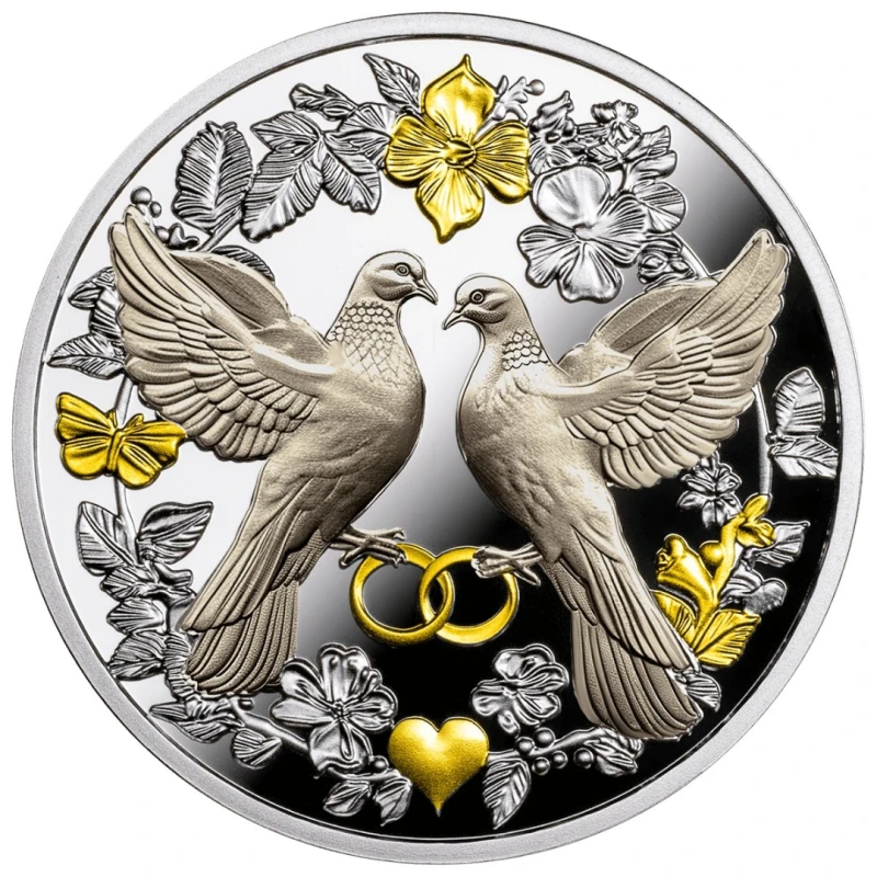 Cameroon Silver Coin Wedding Doves 2026 Proof 17.5 g Collectible coins