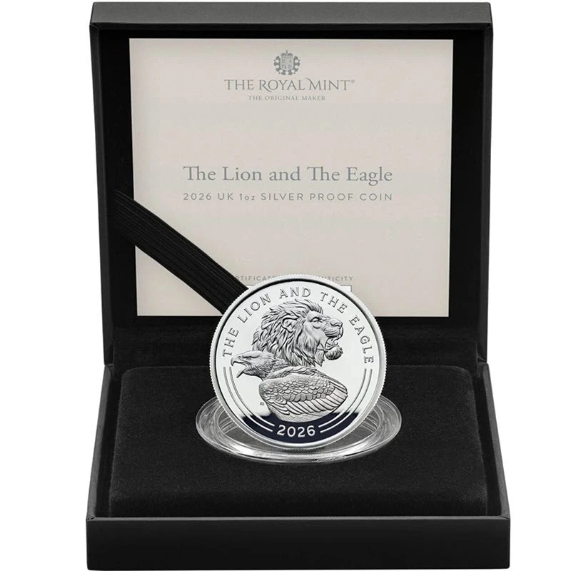 United Kingdom Silver Coin The Lion and the Eagle 2026 Proof 1 oz Collectible coins