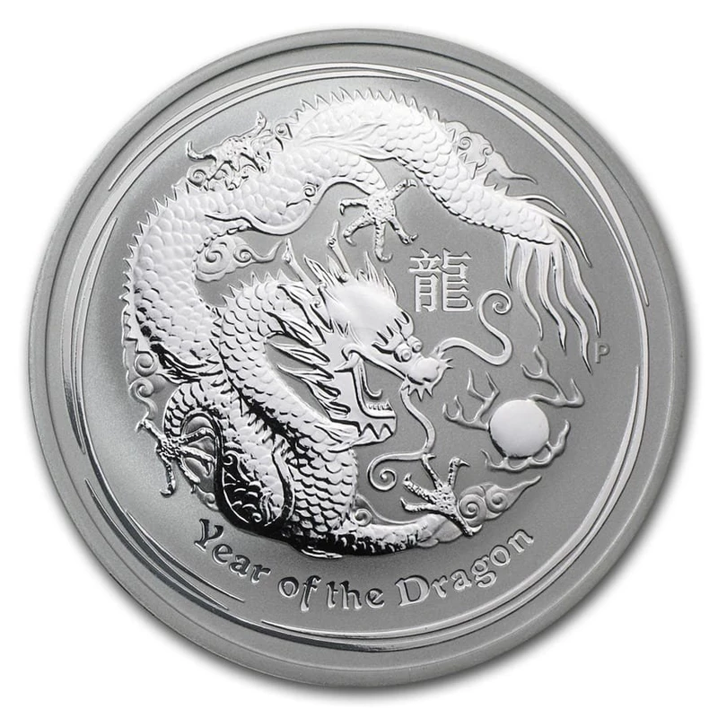 Australia Silver Coin Lunar II Year of the Dragon 2012 5 oz Collectible coins